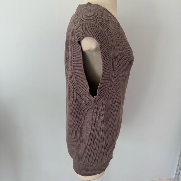 Zara Brown Chunky Knit Oversized V-Neck Sweater Vest Size Small - Picture 5 of 9